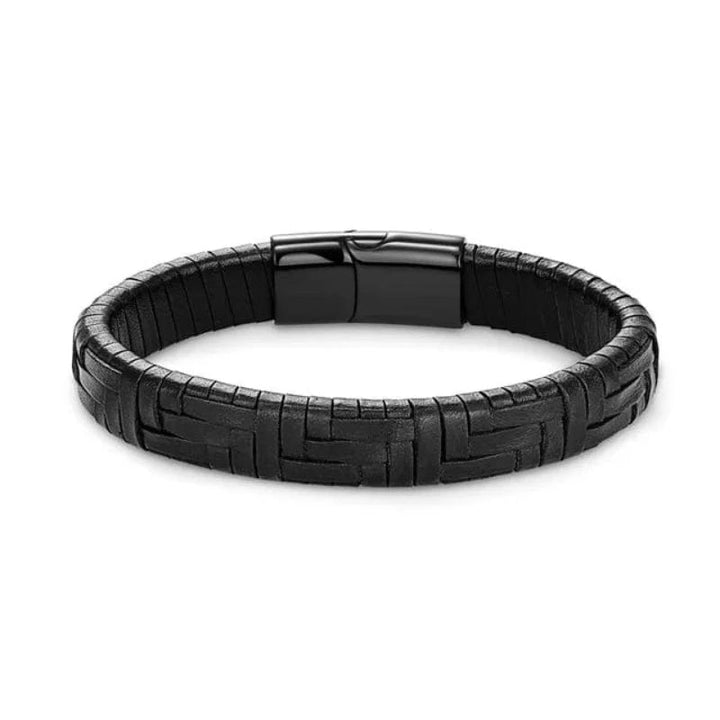 Hand Woven Multicolor Mens Leather Bracelet Leather Unique Leather Bracelets 19cm Black 