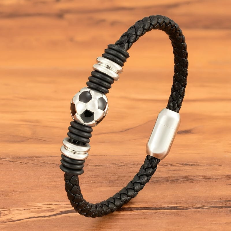 Soccer Football Leather Men Bracelet Leather Unique Leather Bracelets   